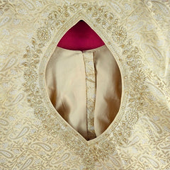 Zardana Light Gold Pink Banaras Brocade Blouse with Zari work and Round Neckline