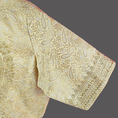 Zardana Light Gold Pink Banaras Brocade Blouse with Zari work and Round Neckline