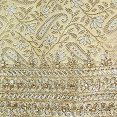Zardana Light Gold Pink Banaras Brocade Blouse with Zari work and Round Neckline