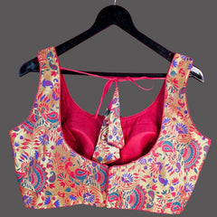 Kamalmor Red Paithani Blouse Blouse with Round Neckline