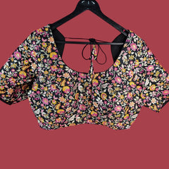 Phoolzar Black Banaras Brocade Blouse with Round Neckline