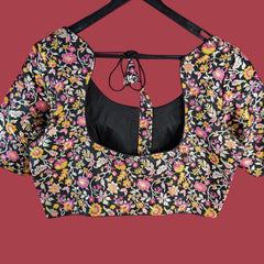 Phoolzar Black Banaras Brocade Blouse with Round Neckline