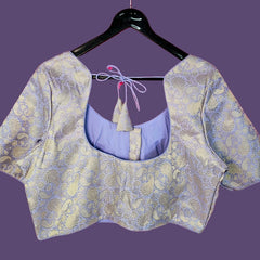 Zarkoyari Banaras Brocade Lavender Color Blouse with Round Neckline