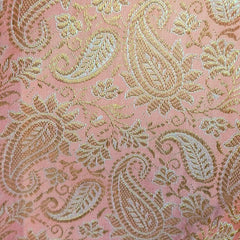 Zarkoyari Banaras Brocade Peach Color Blouse with Round Neckline