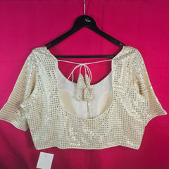 Jhalak Gold Sequin Blouse with Round Neckline