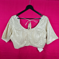 Jhalak Gold Color Sequin Blouse with Round Neckline