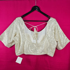 Jhalak Gold Color Sequin Blouse with Round Neckline