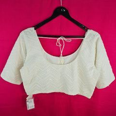 Chandni Chikankari & Sequin Work Blouse with Round Neckline