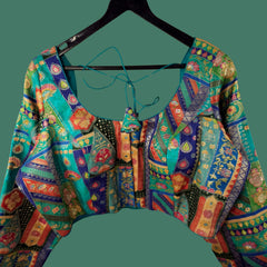 Nusrat Dola Silk Sea Green Color Blouse with Round Neckline