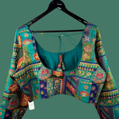 Nusrat Dola Silk Sea Green Color Blouse with Round Neckline