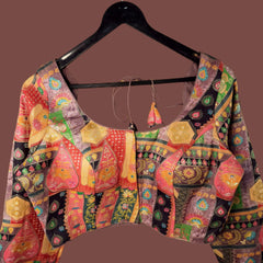 Nusrat Dola Silk Mocha Color Blouse with Round Neckline