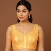 Noorani Pastel Orange Color Blouse with Sweetheart Neckline