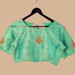 Zarqaa Embroidered Blouse with Curvy V Neckline