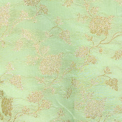Kundan Pastel Green Color Brocade Blouse with Round Neckline