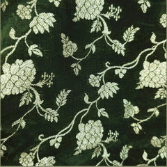 Kundan Hunter Green Color Brocade Blouse with Round Neckline