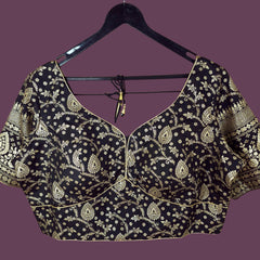 Nupur Black Color Banarasi Brocade Blouse with Sweetheart Neckline