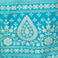 Nupur Dark Sky Blue Color Banarasi Brocade Blouse with Sweetheart Neckline
