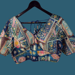 Bahaar Dola Silk Base Blouse with V Neckline