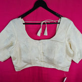 Self Design Cream Color Blouse with Round Neckline