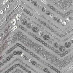 Sequin White Color Base Blouse with V Neckline