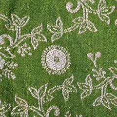 Zarmina Banarasi Brocade Parrot Green Color Blouse with Round Neckline