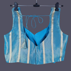 Noorani Bright Sky Blue Color Blouse with Sweetheart Neckline