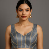 Noorani Grey Color Blouse with Sweetheart Neckline