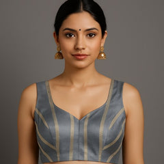 Noorani Grey Color Blouse with Sweetheart Neckline