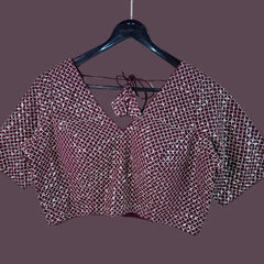 Jhilmil Maroon Color Blouse with V Neckline
