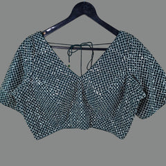 Jhilmil Forest Green Color Blouse with Sweetheart Neckline