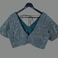 Jhilmil Forest Green Color Blouse with Sweetheart Neckline