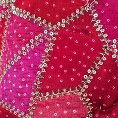 Rangoli Shades of Pink and Red Color Sequin Blouse with V Neckline