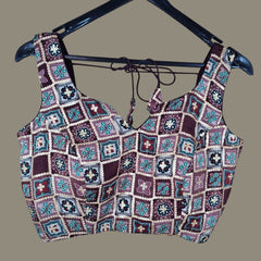 Rangrez Shades of Wine & Green Color Sequin Blouse with Sweetheart Neckline