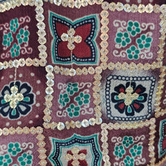 Rangrez Shades of Wine & Green Color Sequin Blouse with Sweetheart Neckline