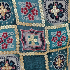 Rangrez Shades of Crystal Teal Color Sequin Blouse with Sweetheart Neckline