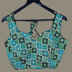 Rangrez Shades of Green Color Sequin Blouse with Sweetheart Neckline