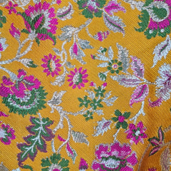 Phoolzar Banaras Brocade Mustard Yellow Color Blouse with Round Neckline