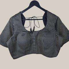 Gold Koyari Black Color Banarasi Brocade Blouse with Round Neckline