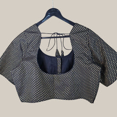Gold Koyari Black Color Banarasi Brocade Blouse with Round Neckline