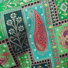 Aarasi Pure Banarasi Dola Silk Soft Brocade Blouse with Position Print on Green Base and Round Neckline and Round Neckline