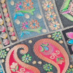 Aarasi Pure Banarasi Dola Silk Soft Brocade Blouse with Position Print on Grey Base and Round Neckline