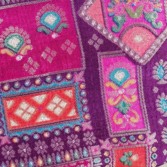 Aarasi Pure Banarasi Dola Silk Soft Brocade Blouse with Position Print on Purple Base and Round Neckline