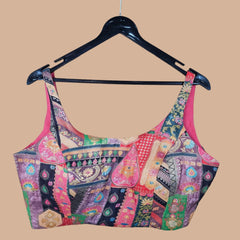 Aarasi Pure Banarasi Dola Silk Soft Brocade Blouse with Position Print on Peach Base and Round Neckline