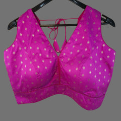Lisa Soft Fuchsia Purple Color & Zari Butti motifs Blouse with V Neckline