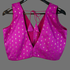 Lisa Soft Fuchsia Purple Color & Zari Butti motifs Blouse with V Neckline