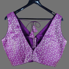 Raspberry Color Half Sleeves Blouse with V Neckline