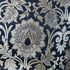 Mizaj Black Brocade Half Sleeves Blouse with Round Neckline