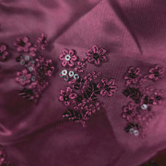 Nazakat Net Wine Color Blouse with sequin work with V Neckline