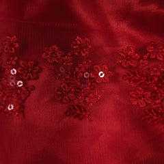 Nazakat Net Maroon Color Blouse with sequin work with V Neckline