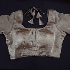 Light Brown Dual tone organza Blouse with Sleeves and Round Neckline